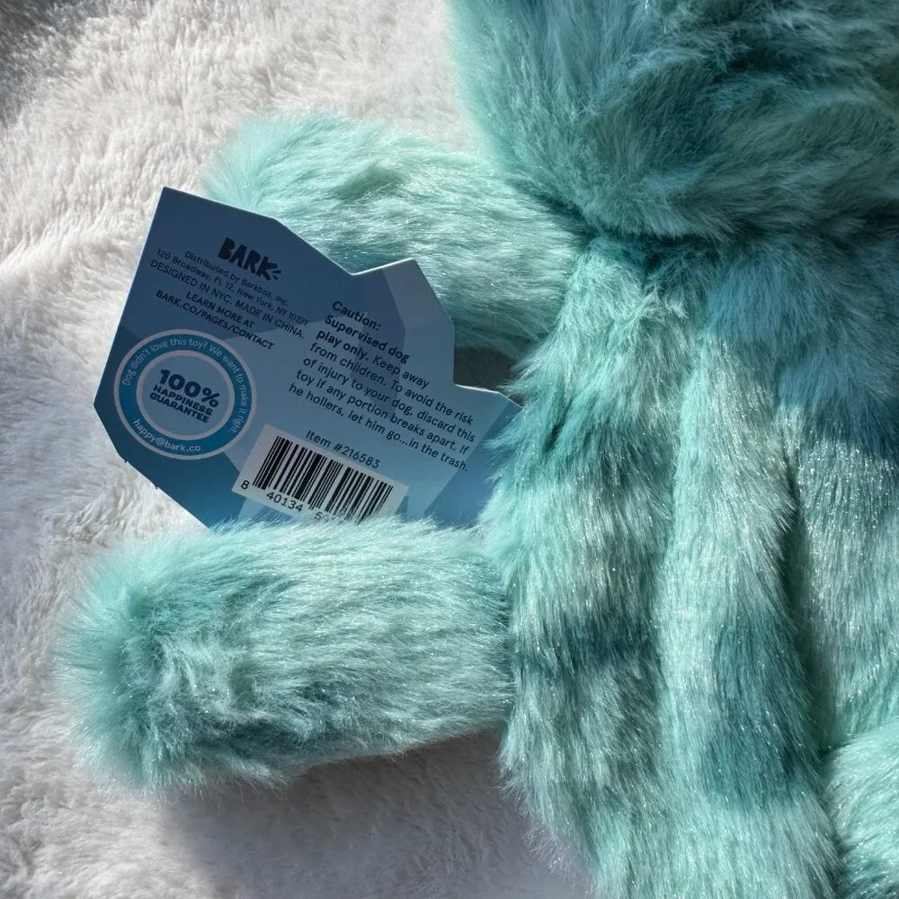 NWT Bark Box SLOBBERTOOTH TIGER Plush Dog Toy, Blue, Size M/L 20+ lbs. Dogs